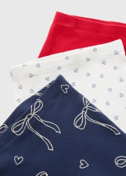 3 Pack Baby Multicolour Heart Bow Leggings (Newborn-23mths)