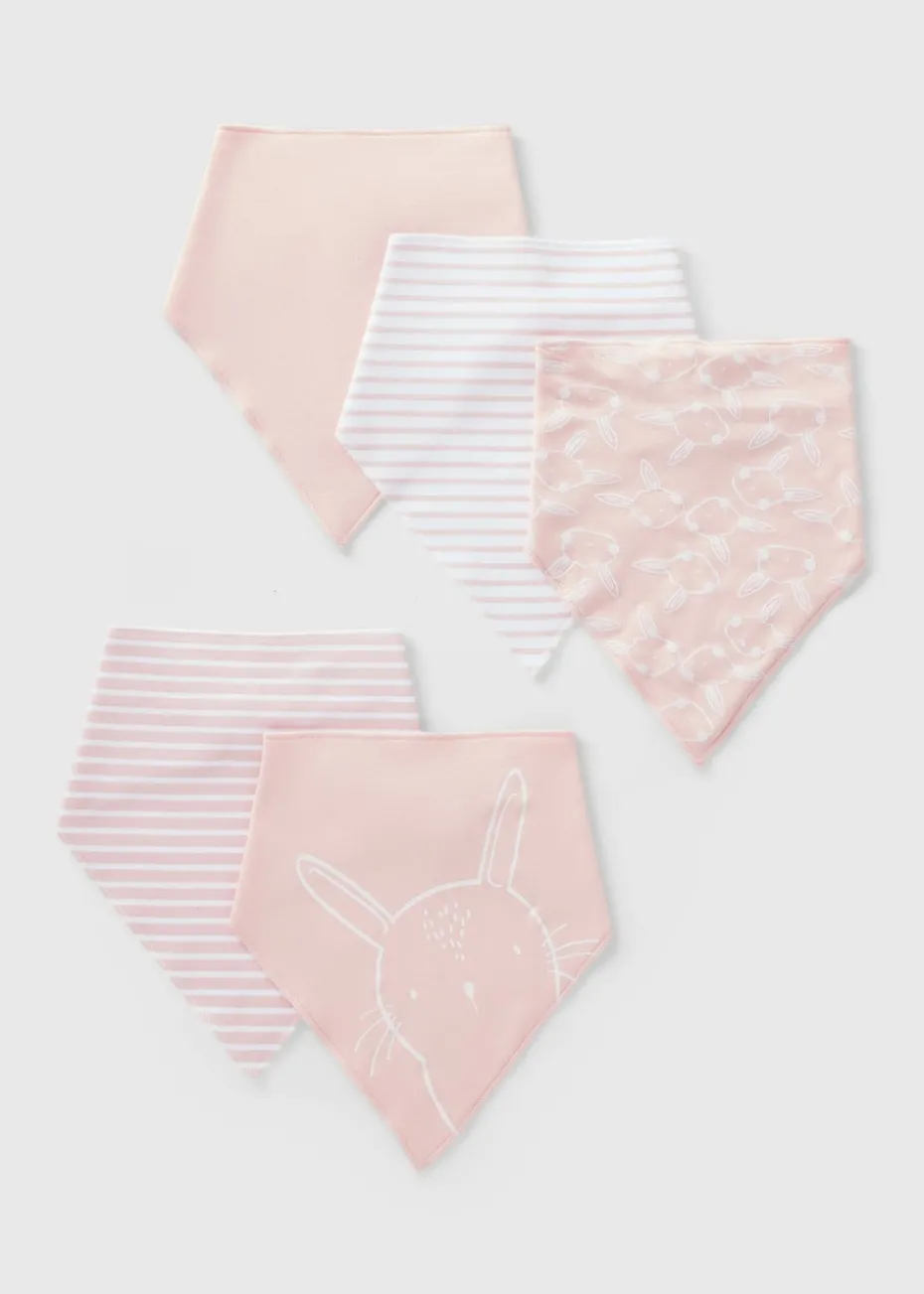 5 Pack Baby Pink Bandana Bibs