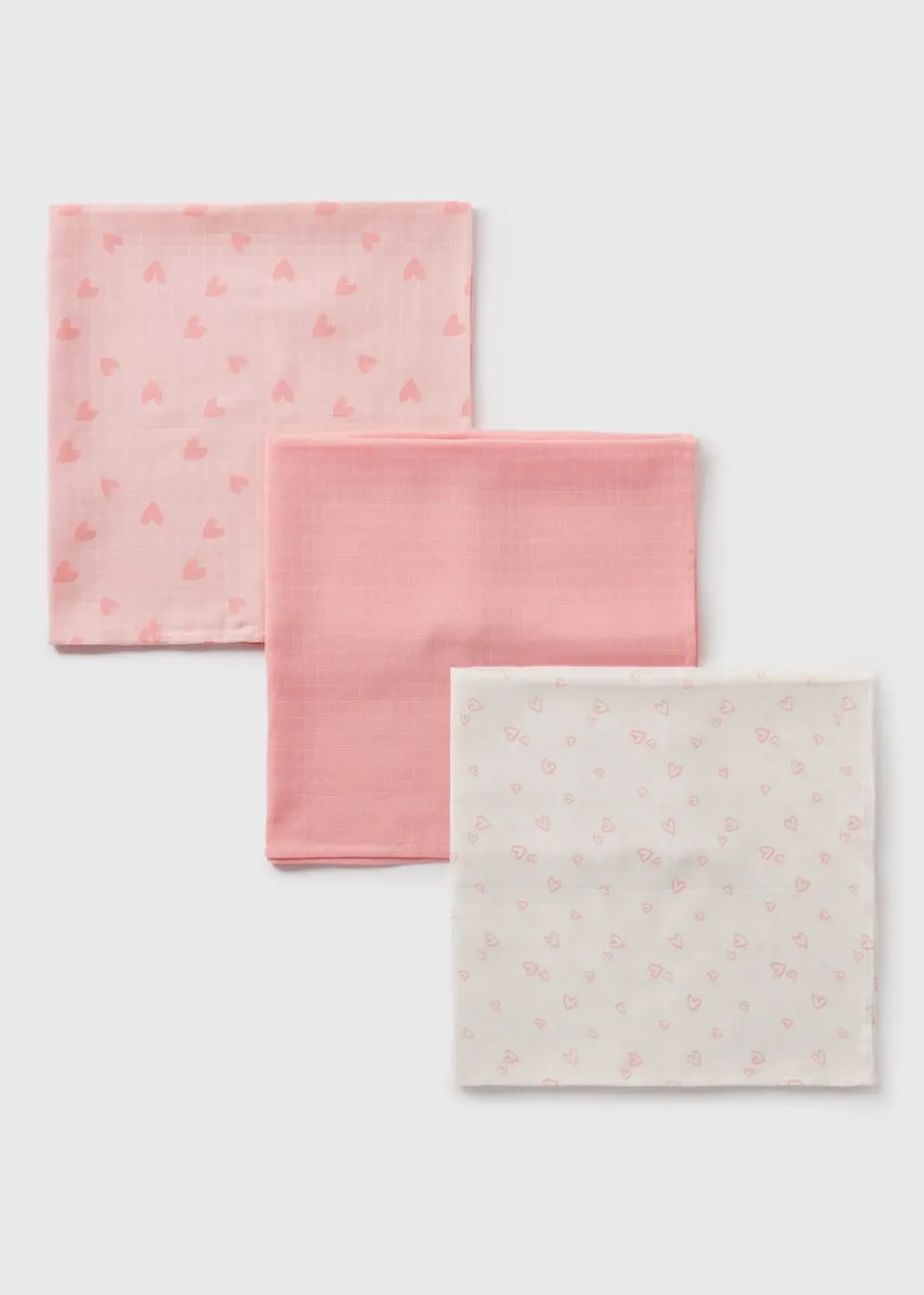 3 Pack Baby Pink Muslin Squares