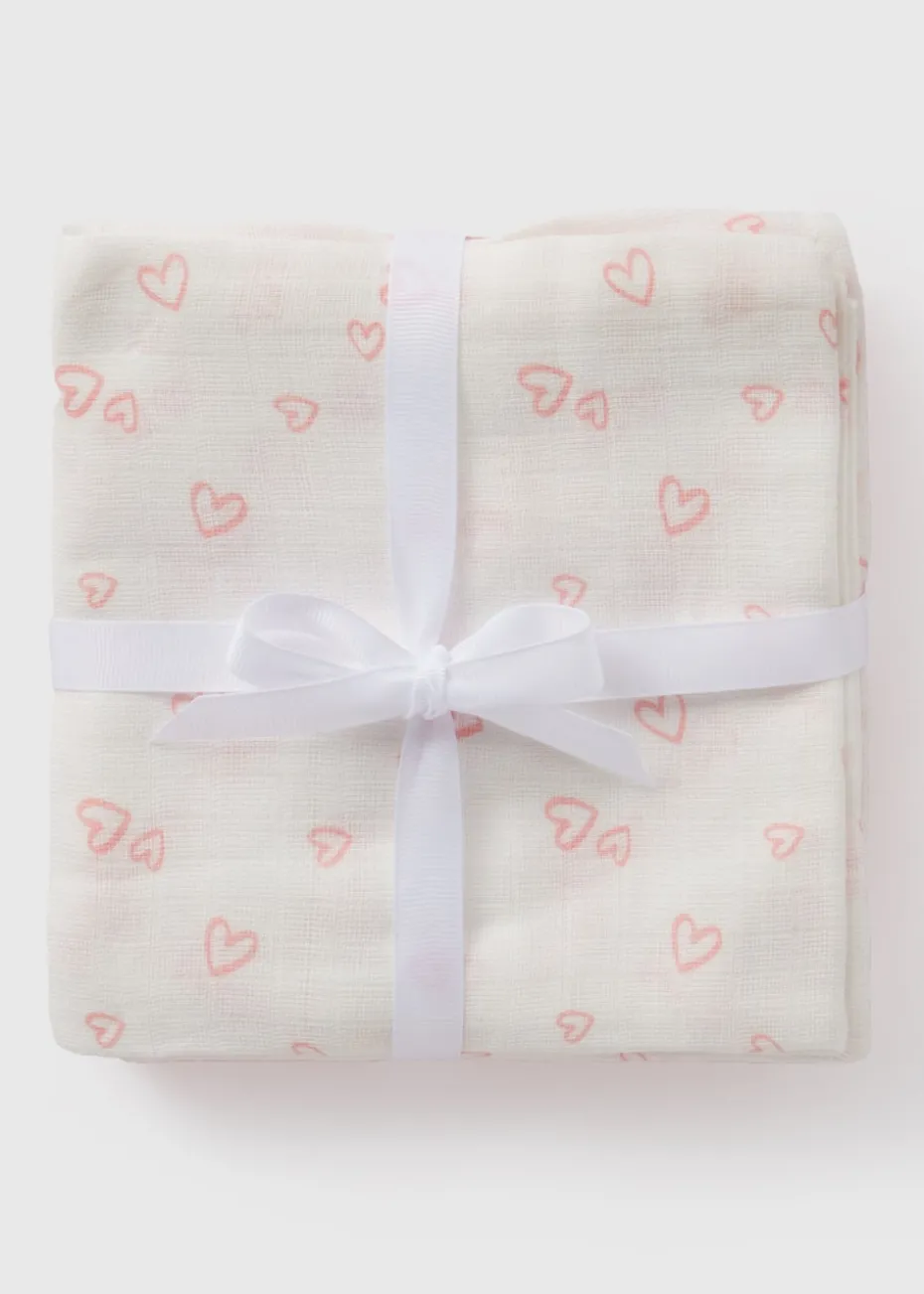 3 Pack Baby Pink Muslin Squares