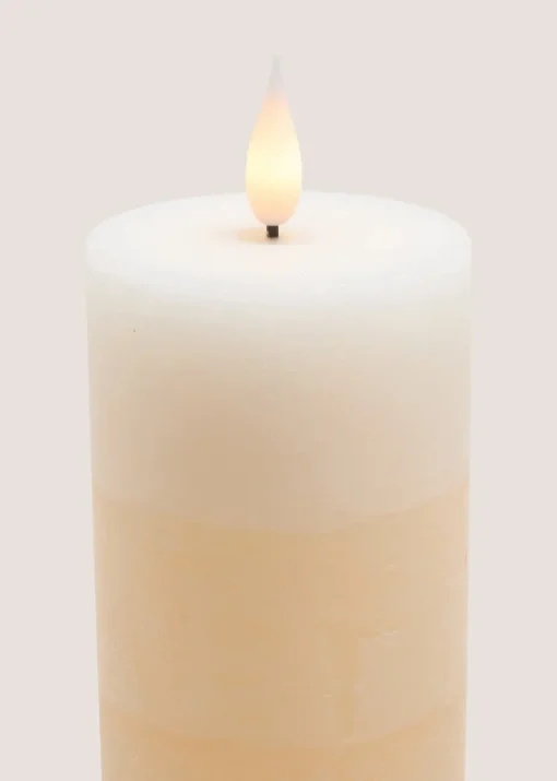 3 Pack Beige LED Pillar Candles (10cm x 12cm x 15cm)