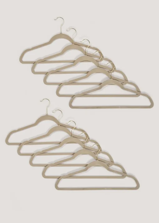 10 Pack Beige Velour Hangers