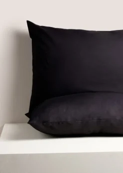 2 Pack Black Cotton Housewife Pillowcases