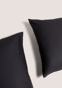 2 Pack Black Cotton Housewife Pillowcases
