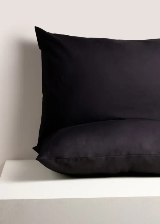 2 Pack Black Cotton Housewife Pillowcases