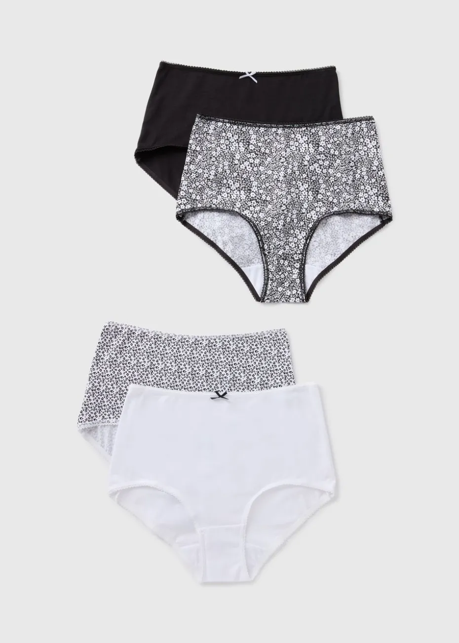 4 Pack Black Floral Full Knickers