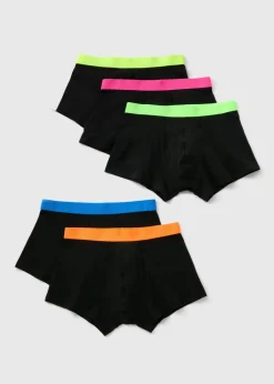 5 Pack Black Neon Waistband Hipsters