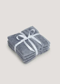 4 Pack Blue 100% Egyptian Cotton Face Cloths