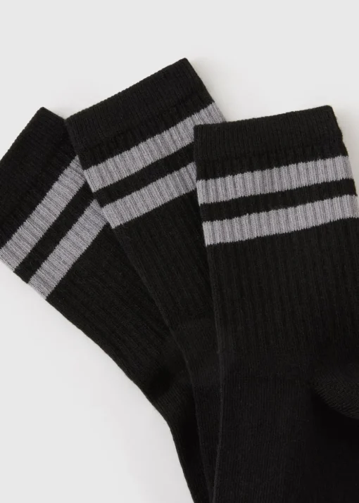 3 Pack Boys Black Sports Socks (Younger 6 - Older 6.5)