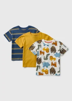 3 Pack Boys Multicolour Safari T-Shirts (1-7yrs)