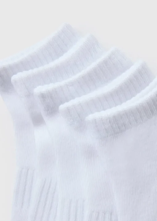 5 Pack Boys White Sports Trainer Socks (Younger 6 -Older 6.5)