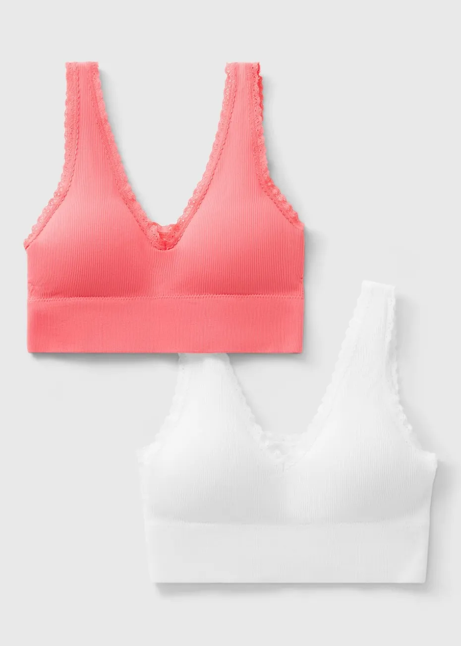 2 Pack Coral Ribbed Seamless Bralettes