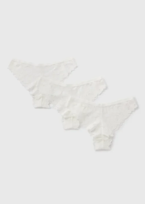 3 Pack Cream Lace Brazilian Knickers