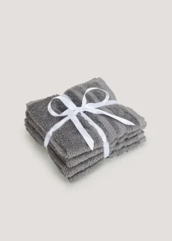 4 Pack Dark Grey 100% Egyptian Cotton Face Cloths