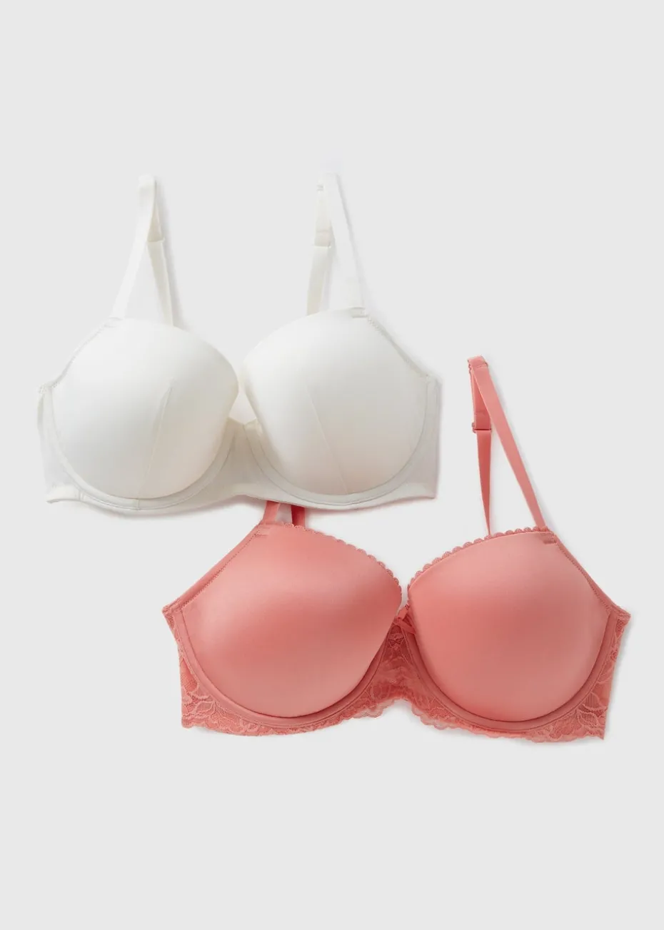2 Pack DD+ Pink & Cream Padded Bras