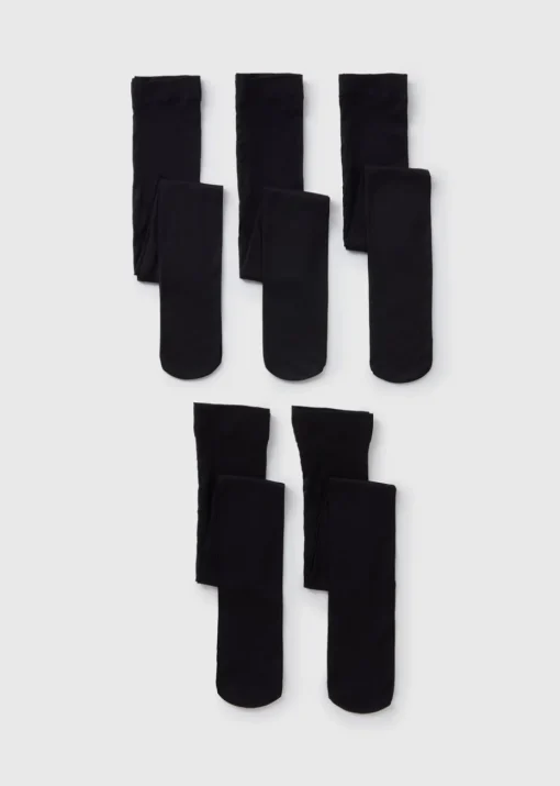 5 Pack Girls Black Opaque Tights (6-13yrs)