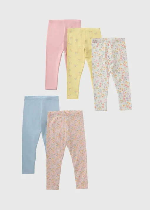 5 Pack Girls Floral Leggings (1-7yrs)