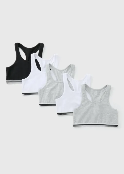 5 Pack Girls Multicolour Racer Crop Tops (6-13yrs)