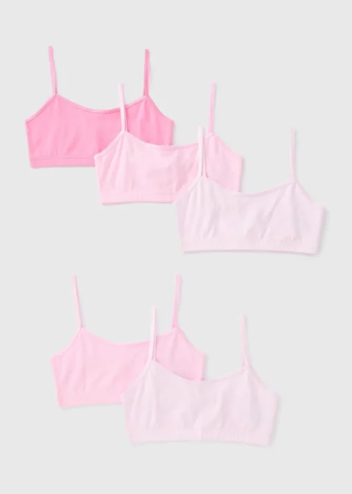 5 Pack Girls Pink Crop Tops (Younger 6-Older 13yrs)