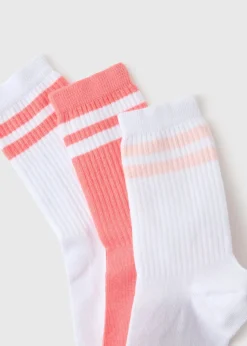 3 Pack Girls Pink Sports Socks (Younger 6-Older 6.5)