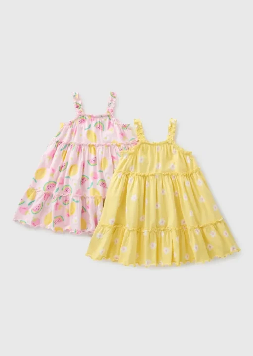 2 Pack Girls Tiered Frill Dresses (1-7yrs)