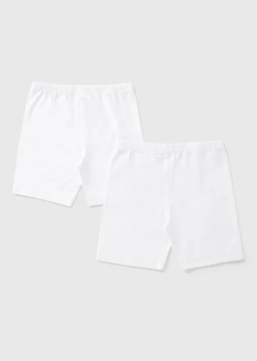 2 Pack Girls White Cycling Shorts (3-13yrs)