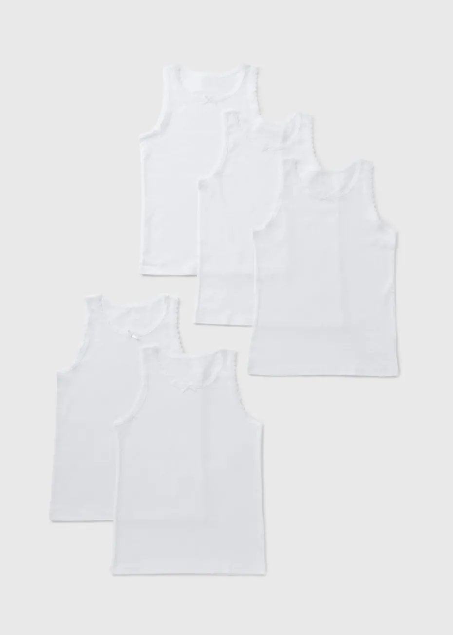 5 Pack Girls White Vests (2-11yrs)