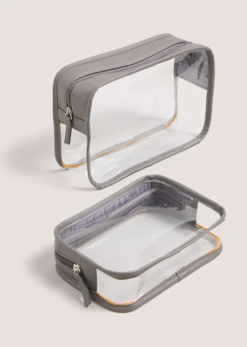 2 Pack Grey Clear Cosmetic Bag