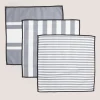 3 Pack Grey Striped Microfibre Cloths (29cmx29cm)