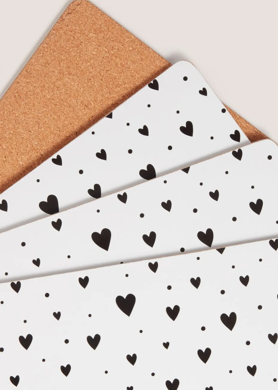 4 Pack Heart Cork Placemats