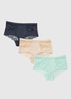 3 Pack Multicolour Lace Midi Knickers