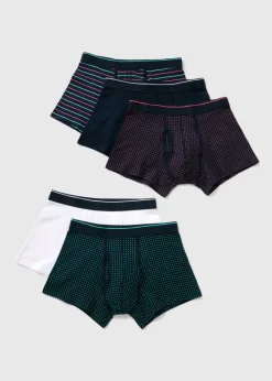 5 Pack Multicolour Patterned Keyhole Boxers