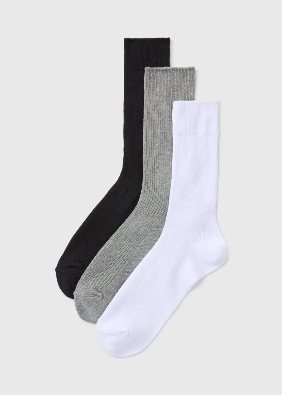 3 Pack Multicolour Ribbed Socks