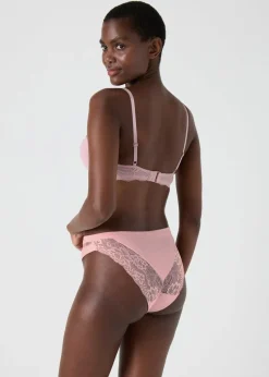 3 Pack Multicoloured High Leg Lace Detail Knickers