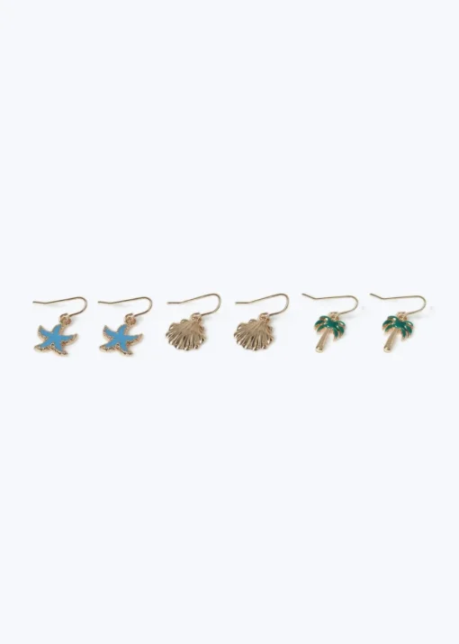 3 Pack Muse Gold Starfish Earrings