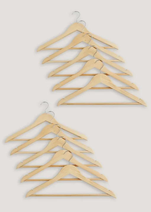 10 Pack Natural Wooden Hangers