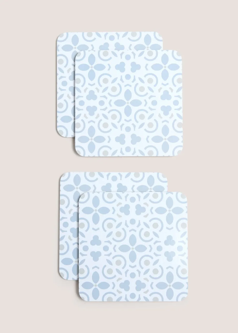 4 Pack of Grey Tile Cork Coasters