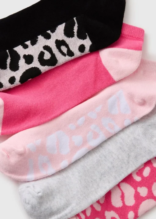 5 Pack Pink Animal Ankle Socks
