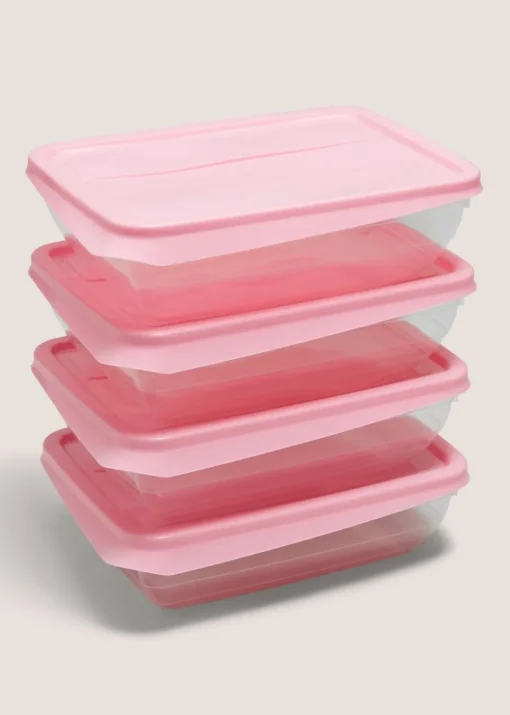 4 Pack Pink Food Containers