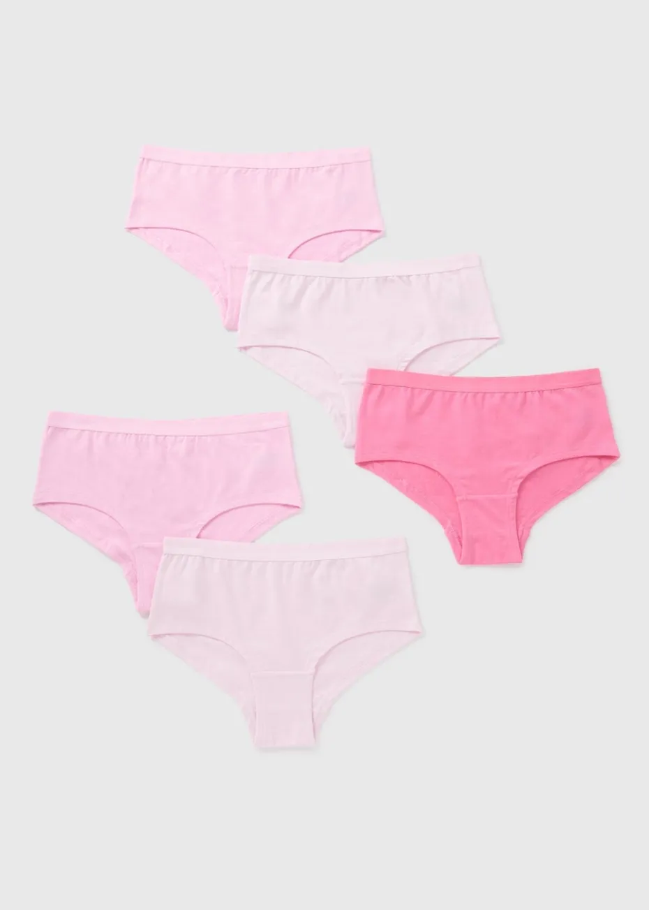 5 Pack Pink Hipster Briefs (6-13yrs)
