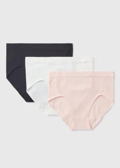 3 Pack Seamless Multicolour Ribbed Full Briefs