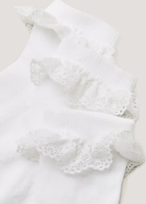 3 Pack White Frill Baby Socks (Newborn-12mths)