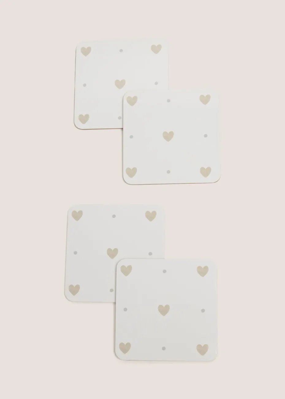 4 Pack White Heart Cork Placemats