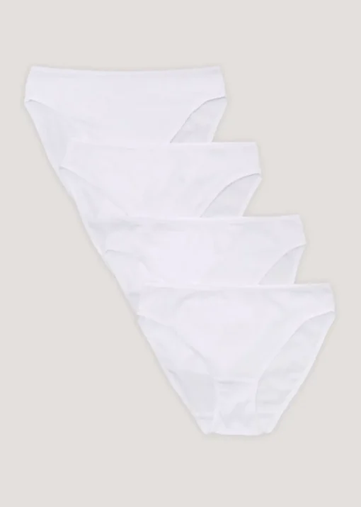 4 Pack White High Leg Knickers