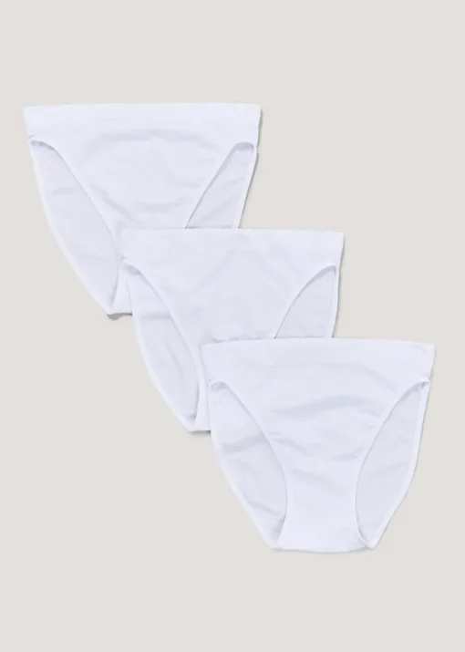 3 Pack White Seamless High Leg Knickers