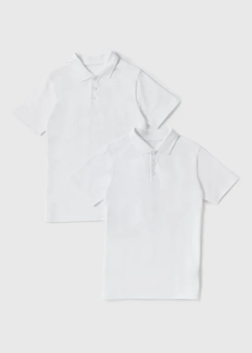 2 Pack White Slim Fit Polo Shirts (3-16yrs)