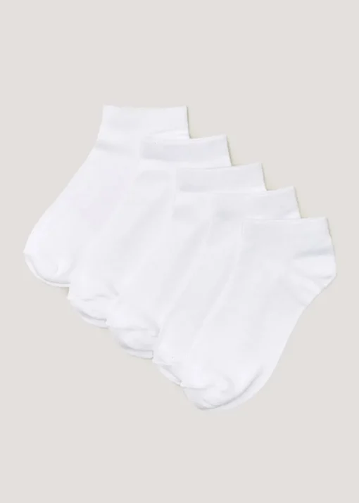 5 Pack White Soft Touch Bamboo Trainer Socks