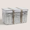 2 Piece White Willow Storage Basket