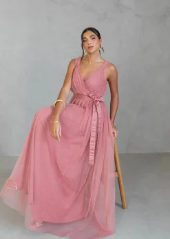 Anaya with Love Recycled Dusty Rose Wrap Strappy Maxi Dress