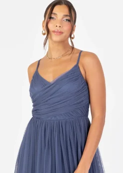Anaya With Love Recycled Indigo Blue Cami Maxi Dress with Bow Detail